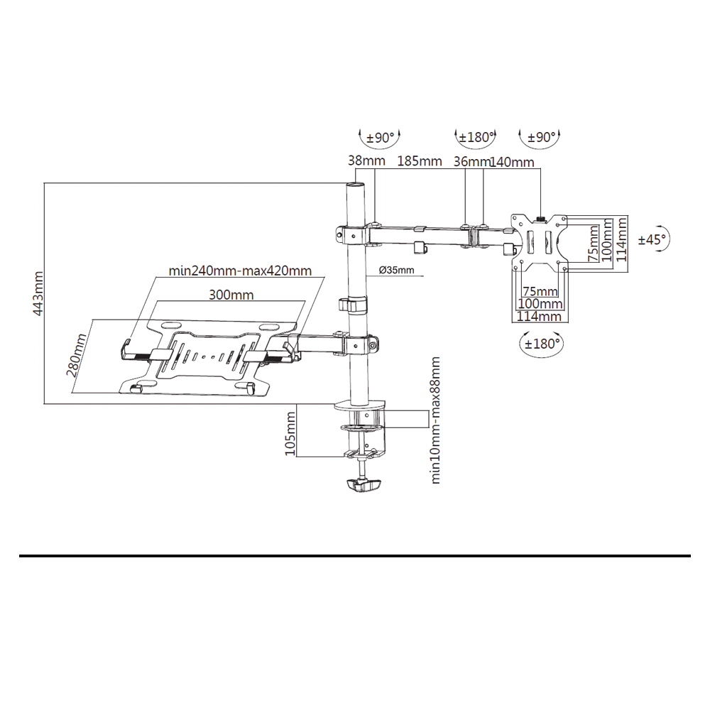 Monitor- en notebook armsteun afbeelding