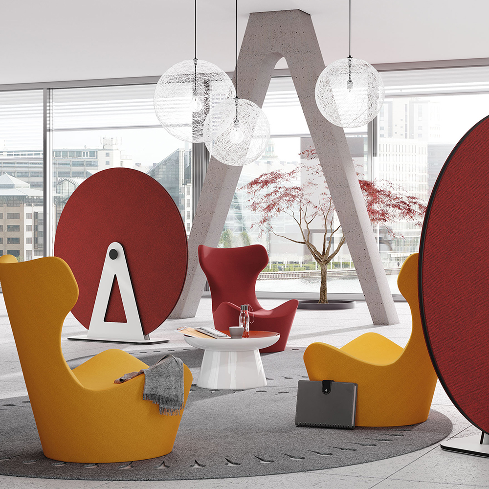 Akoestische roomdivider Disc - Open voetstuk afbeelding